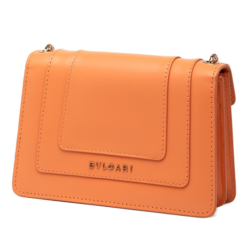 ブルガリ セルペンティ フォーエバー チェーン ショルダーバッグ オレンジ ピンク レザー レディース BVLGARI 【中古】