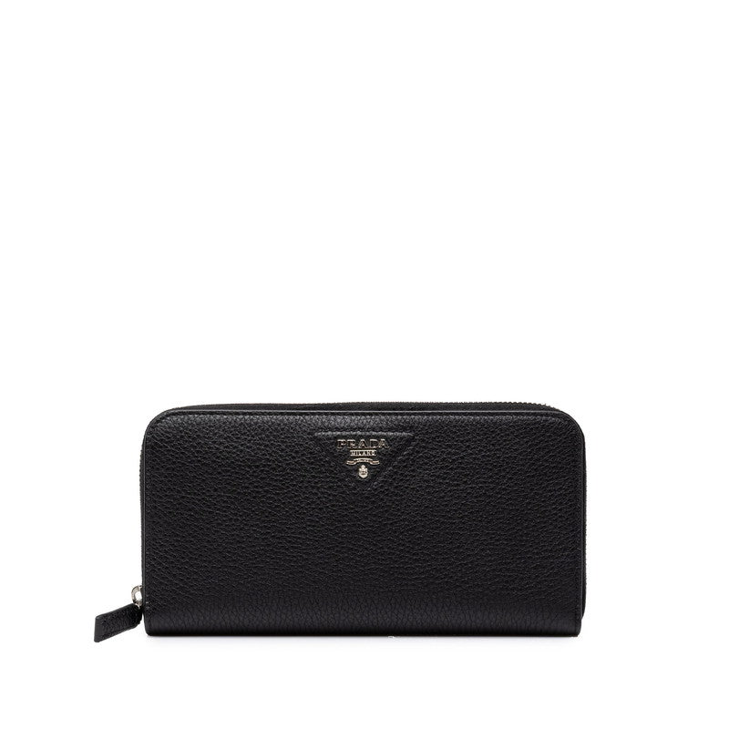 プラダ ラウンドファスナー 長財布 ブラック ヴィッテロダイノレザー レディース PRADA 中古