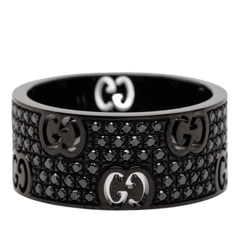 グッチ K18 ゴールド ダイヤ アイコン リング 指輪 #15 レディース GUCCI 14号 【中古】