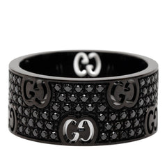 グッチ K18 ゴールド ダイヤ アイコン リング 指輪 #15 レディース GUCCI 14号 【中古】