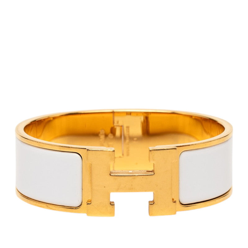 エルメス クリッククラック GM ブレスレット バングル ゴールド ホワイト メッキ レディース HERMES 【中古】
