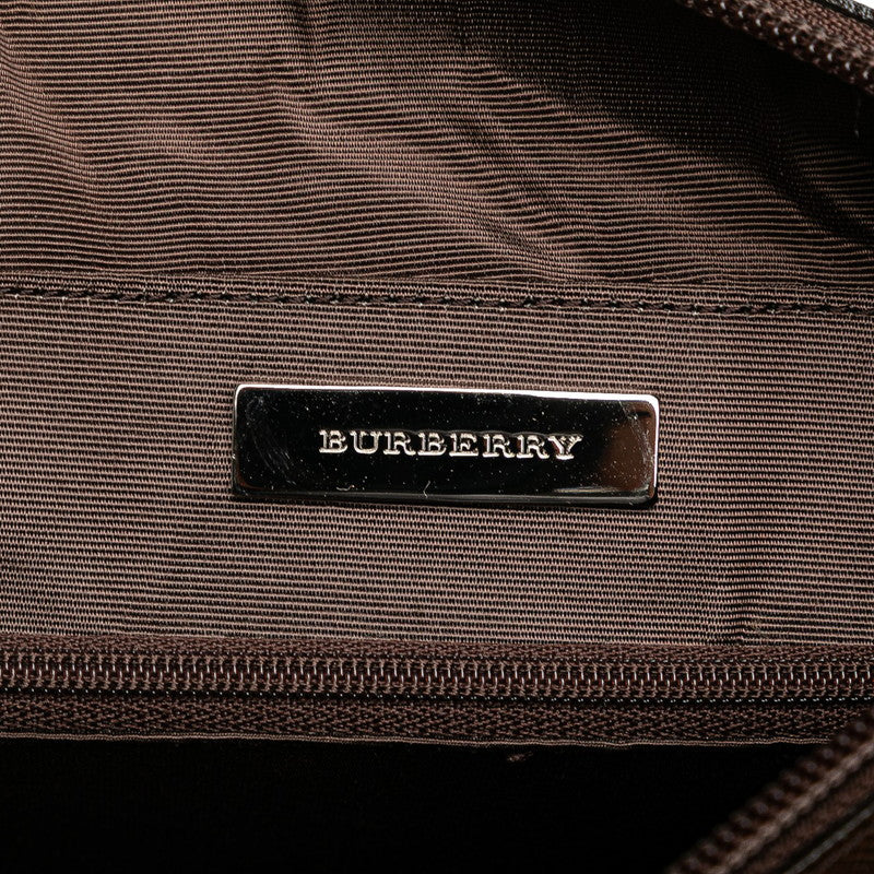 バーバリー ノバチェック トートバッグ ベージュ ブラウン キャンバス レザー レディース BURBERRY 【中古】
