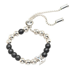 ルイ ヴィトン モノグラム ビーズ ブレスレット M00512 シルバー ブラック メタル レディース LOUIS VUITTON 【中古】