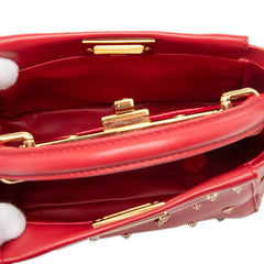 フェンディ ピーカブー XS ハンドバッグ ショルダーバッグ 2WAY 8BN309 レッド レザー ラインストーン レディース FENDI 【中古】