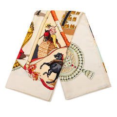 エルメス カレ90 PLAZA DE TOROS 闘牛場 スカーフ アイボリー マルチカラー シルク レディース HERMES 【中古】