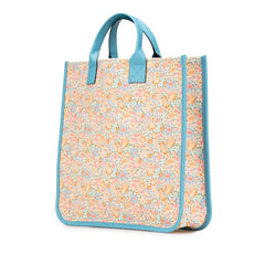 グッチ × LIBERTY リバティ チルドレンズ フラワー 花 トートバッグ ハンドバッグ 550763 ライトブルー オレンジ マルチカラー キャンバス レザー レディース GUCCI 【中古】