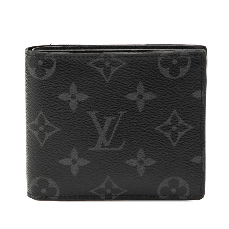 ルイ ヴィトン モノグラム エクリプス ポルトフォイユ マルコNM 二つ折り財布 M62545 ブラック PVC レザー メンズ LOUIS VUITTON 【中古】