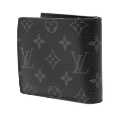 ルイ ヴィトン モノグラム エクリプス ポルトフォイユ マルコNM 二つ折り財布 M62545 ブラック PVC レザー メンズ LOUIS VUITTON 【中古】