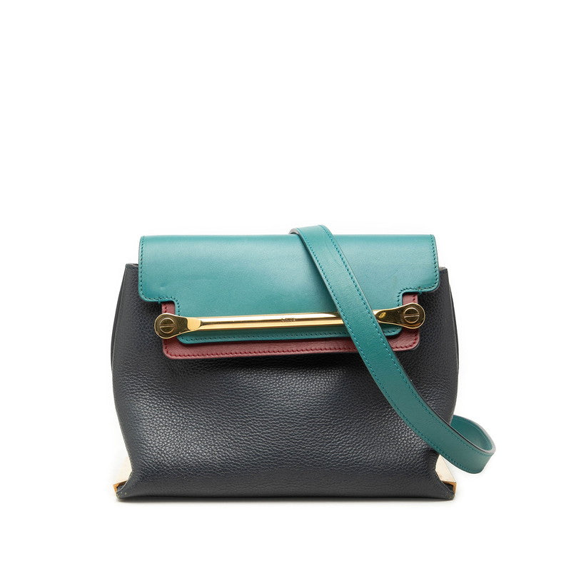 クロエ クレア 斜め掛け チェーン ショルダーバッグ ネイビー マルチカラー レザー レディース Chloe 中古