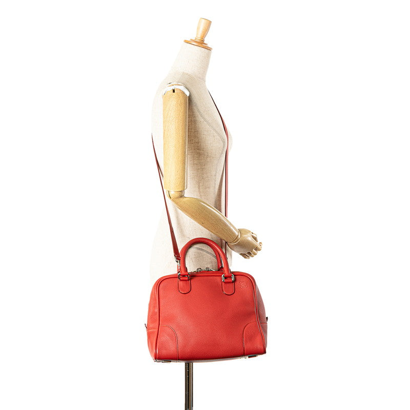 ロエベ アナグラム アマソナ75 ハンドバッグ ショルダーバッグ 2WAY レッド レザー レディース LOEWE 【中古】