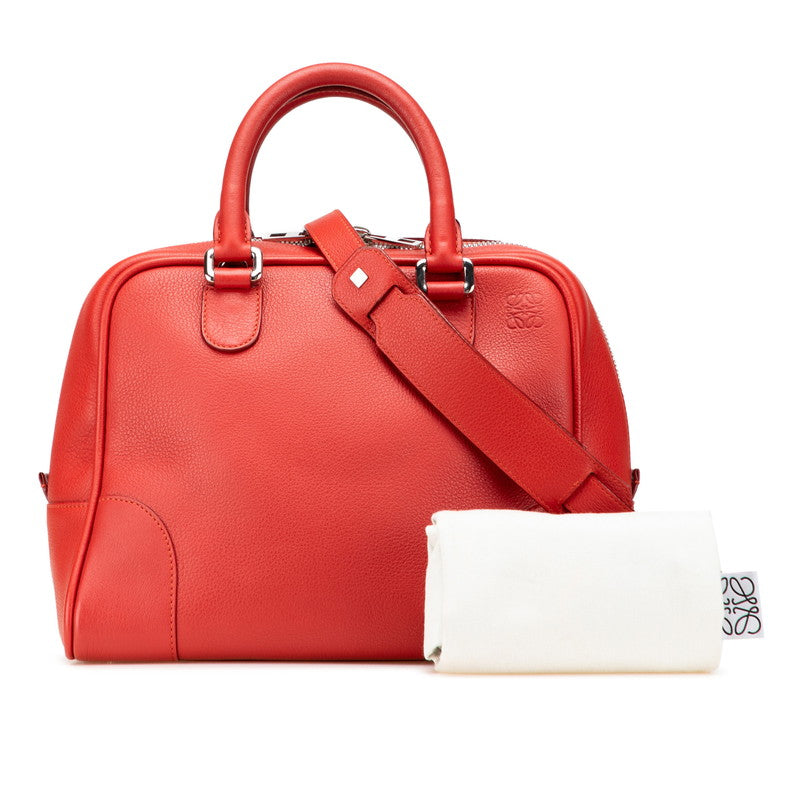ロエベ アナグラム アマソナ75 ハンドバッグ ショルダーバッグ 2WAY レッド レザー レディース LOEWE 【中古】