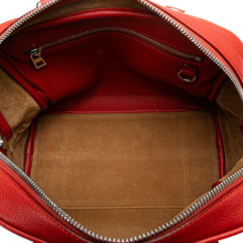 ロエベ アナグラム アマソナ75 ハンドバッグ ショルダーバッグ 2WAY レッド レザー レディース LOEWE 【中古】
