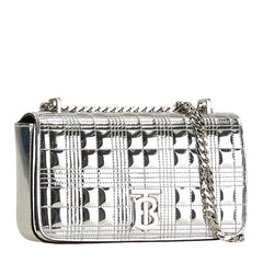 バーバリー TBロゴ ローラ チェーン ショルダーバッグ シルバー パテントレザー レディース BURBERRY 【中古】