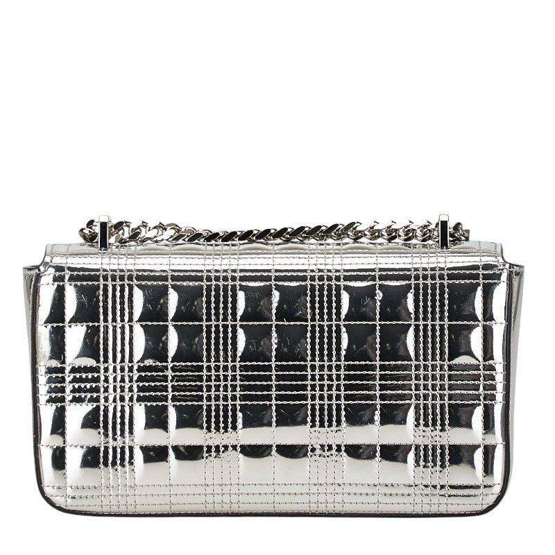 バーバリー TBロゴ ローラ チェーン ショルダーバッグ シルバー パテントレザー レディース BURBERRY 【中古】