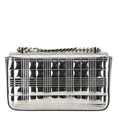 バーバリー TBロゴ ローラ チェーン ショルダーバッグ シルバー パテントレザー レディース BURBERRY 【中古】