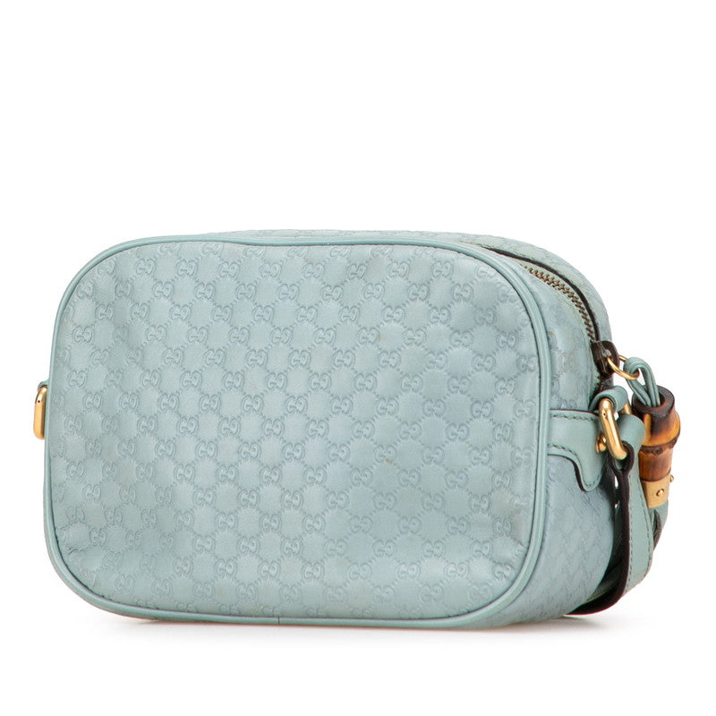 グッチ マイクログッチシマ バンブー 斜め掛け ショルダーバッグ 309538 グリーン レザー レディース GUCCI 【中古】
