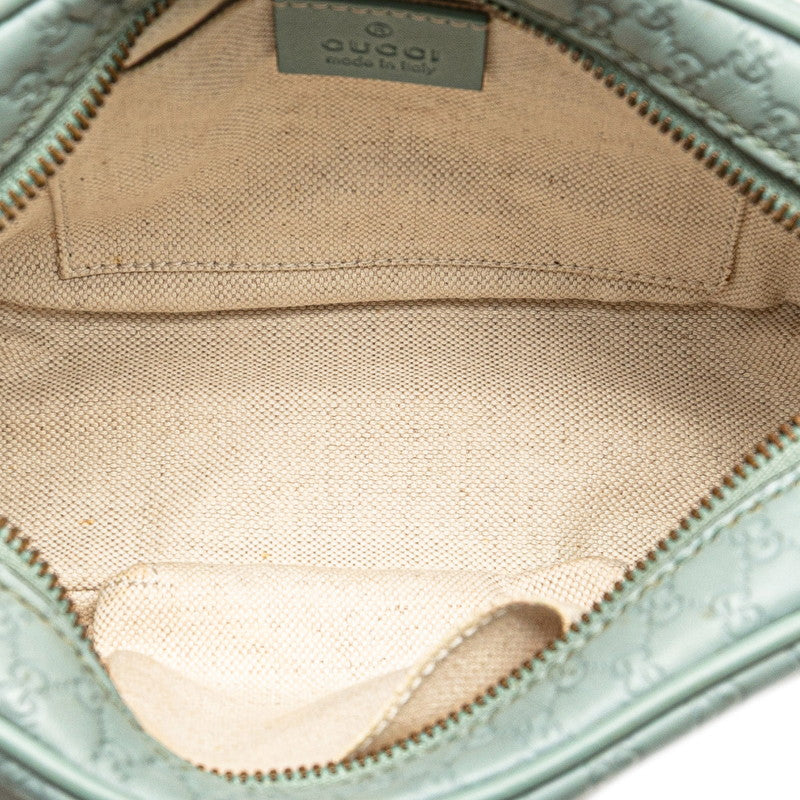 グッチ マイクログッチシマ バンブー 斜め掛け ショルダーバッグ 309538 グリーン レザー レディース GUCCI 【中古】
