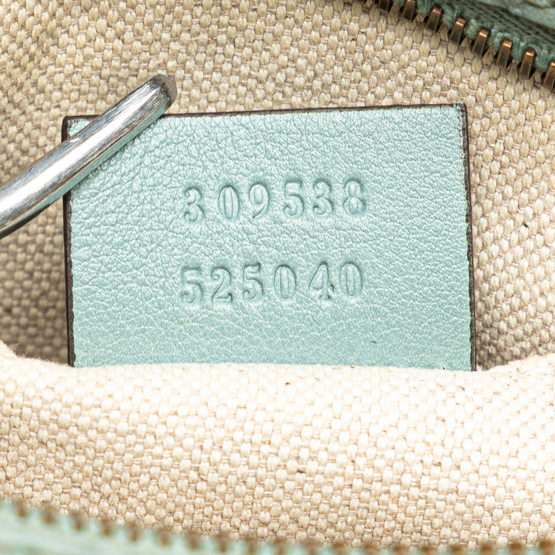グッチ マイクログッチシマ バンブー 斜め掛け ショルダーバッグ 309538 グリーン レザー レディース GUCCI 【中古】