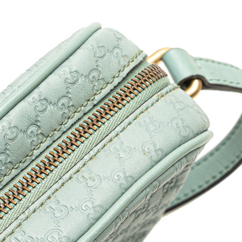 グッチ マイクログッチシマ バンブー 斜め掛け ショルダーバッグ 309538 グリーン レザー レディース GUCCI 【中古】
